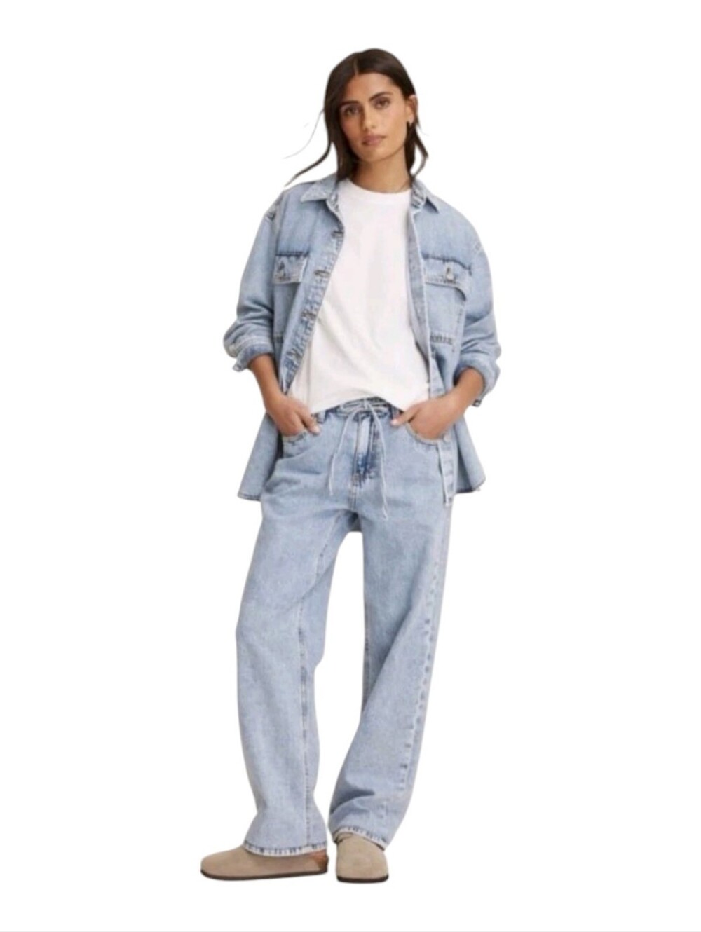 Parke x Target Light Wash 4 Mid-Rise Drawstring Baggy Jeans